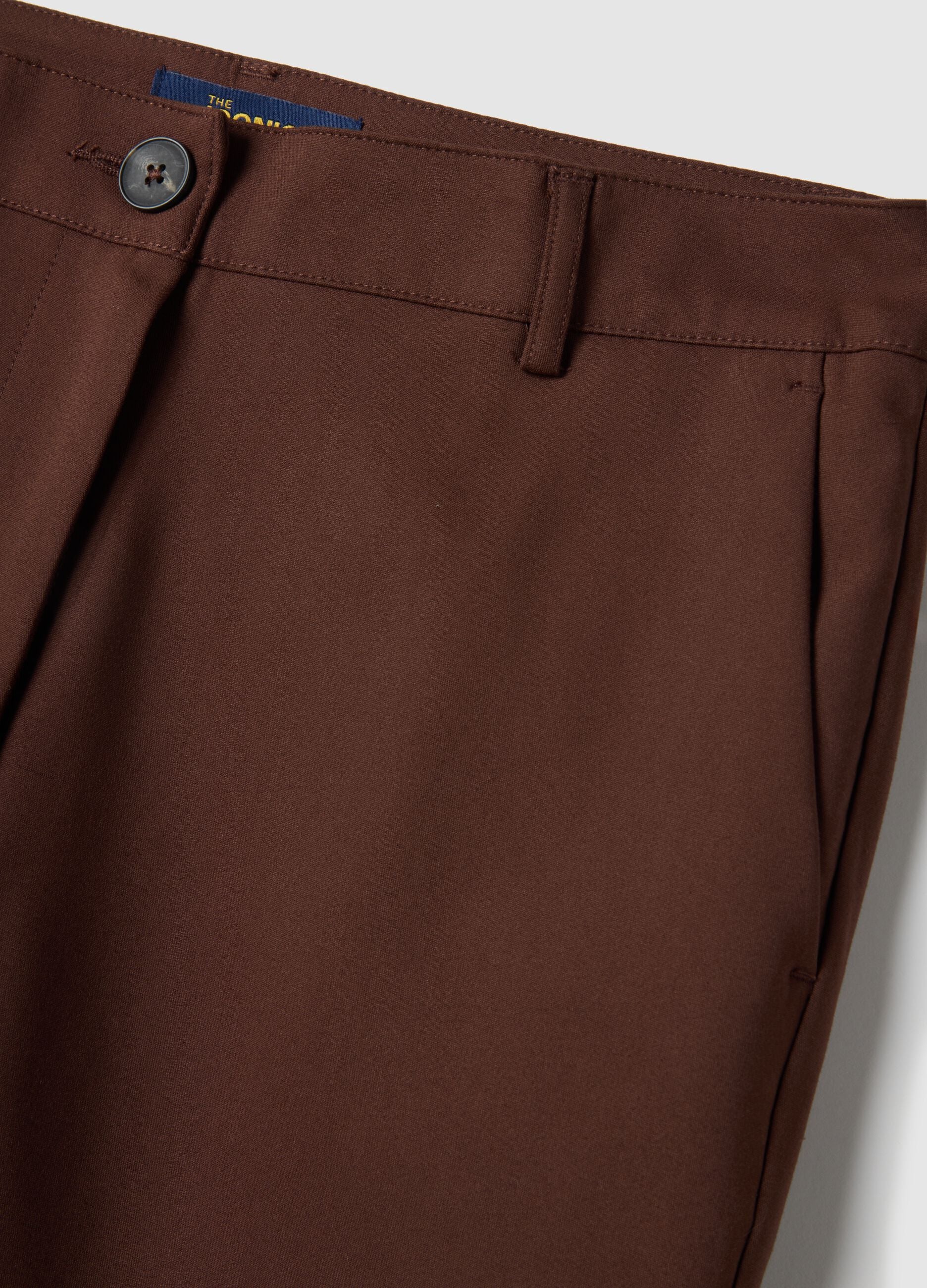 Brown stretch regular fit trousers