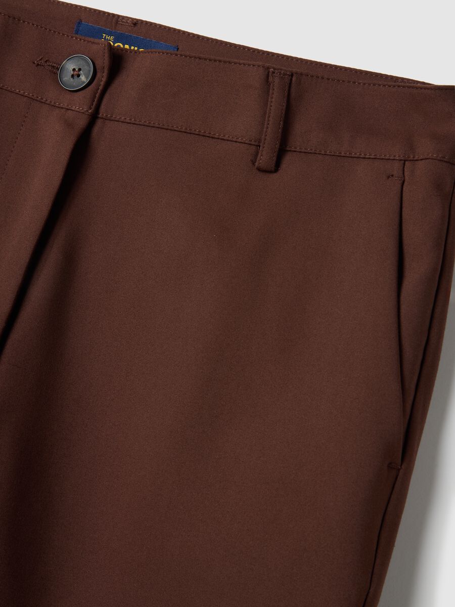 Brown stretch regular fit trousers_5