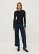 T-shirt nera in puro cotone a maniche lunghe girocollo regular fit_1