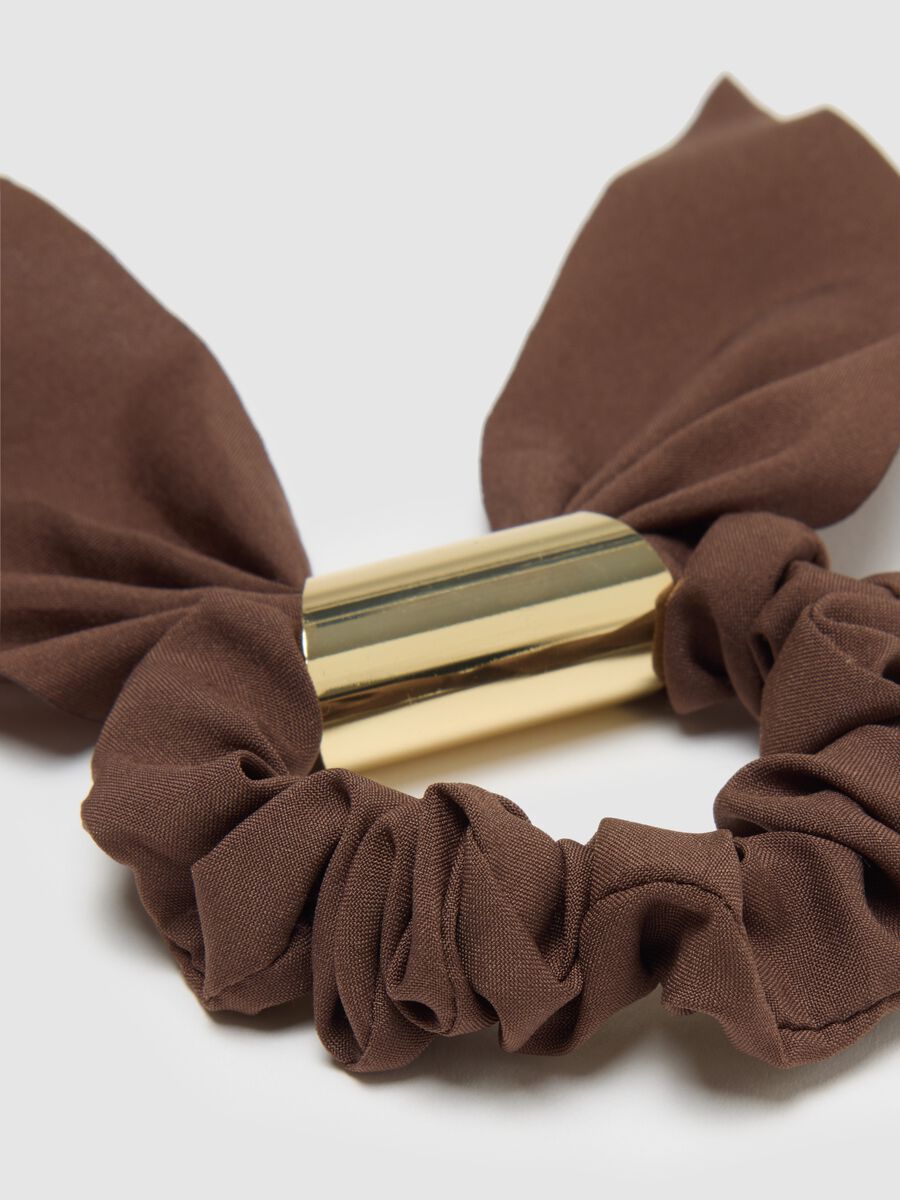Women's brown hair tie with knot_2