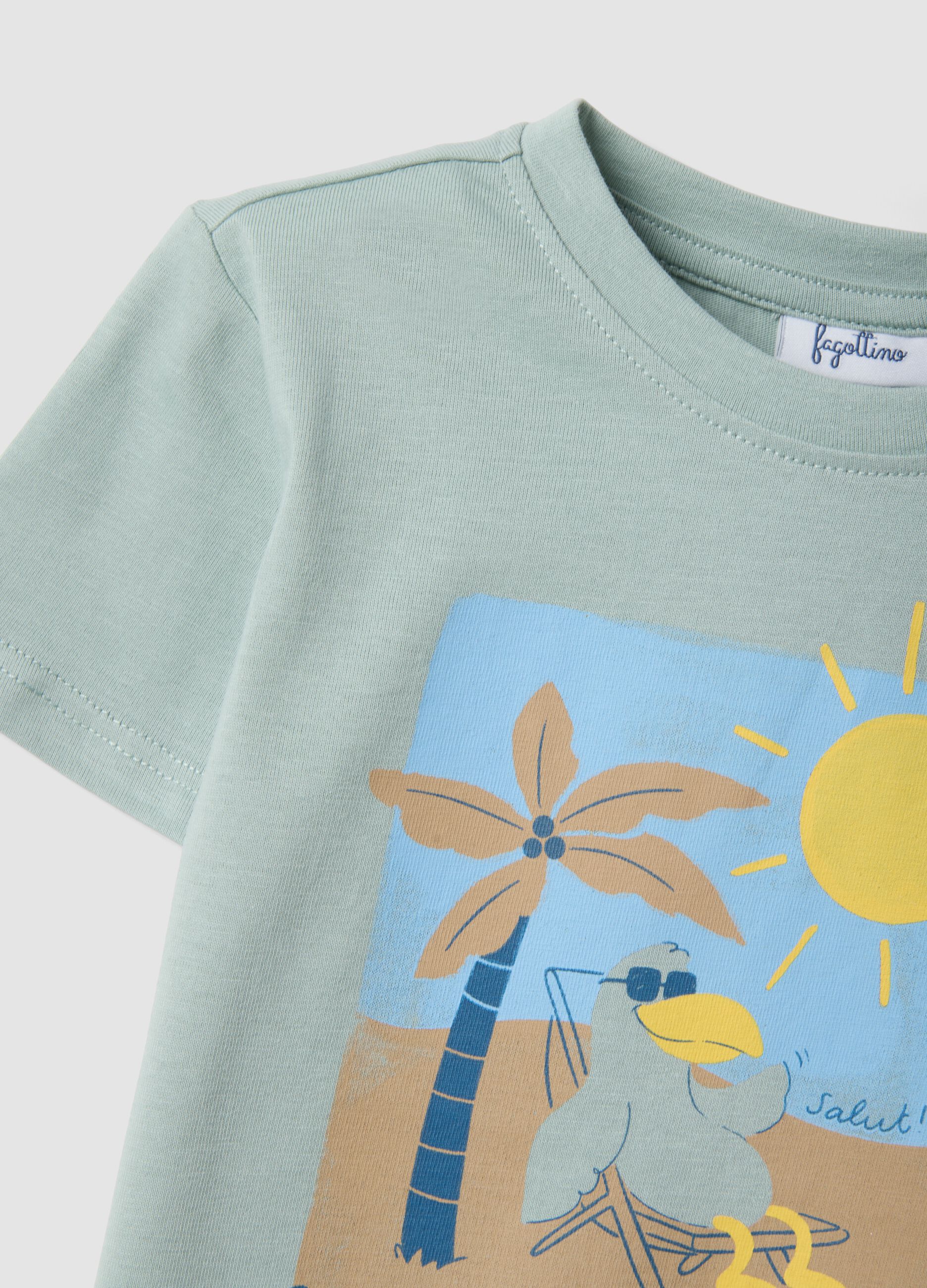 Grey pure cotton boys&rsquo; T-shirt with print