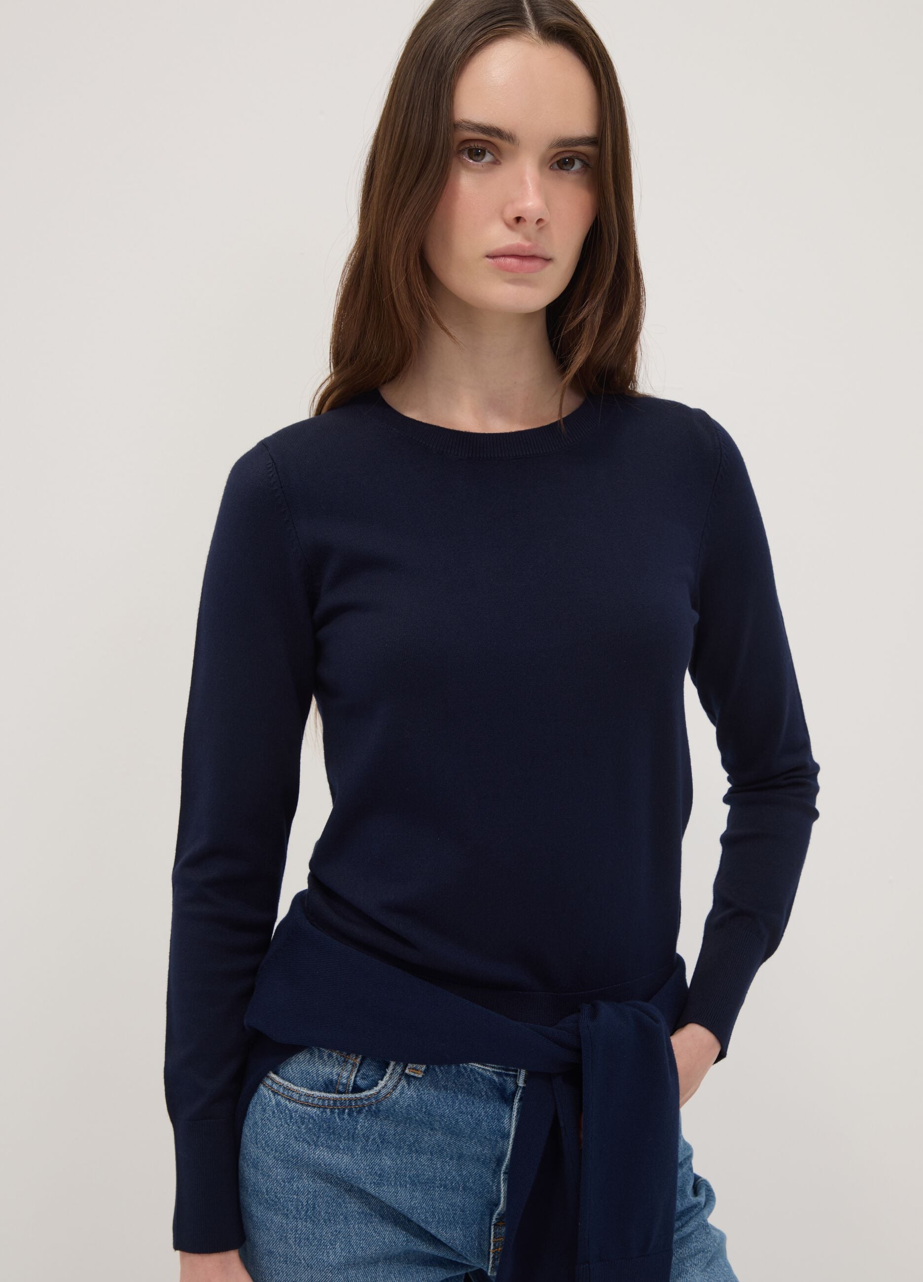 Blue Sweater with Fitted Fit