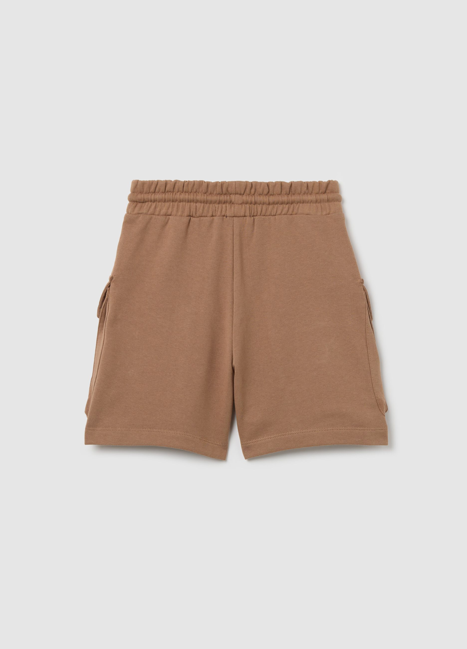Brown cargo shorts in cotton