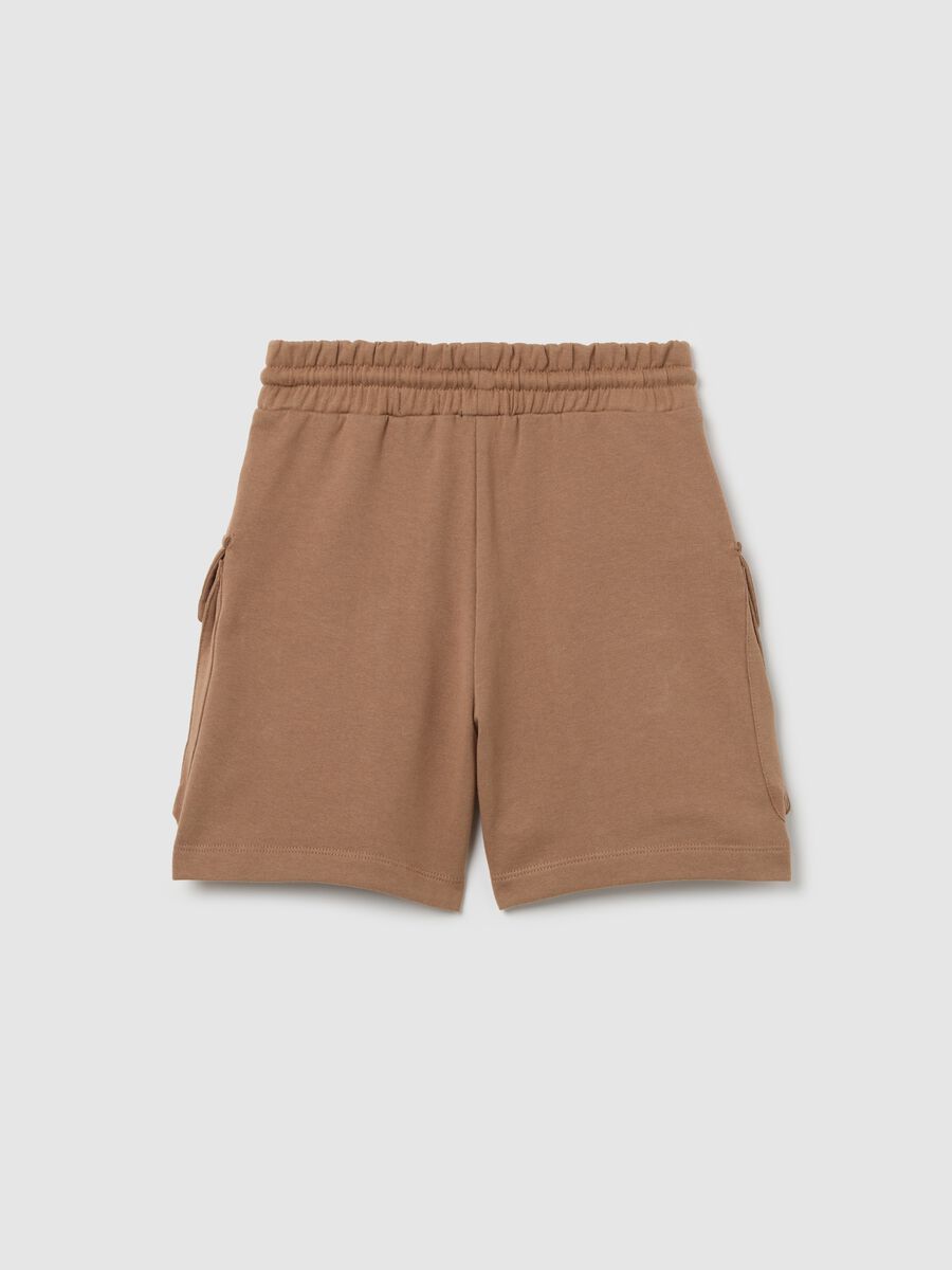 Brown cargo shorts in cotton_4