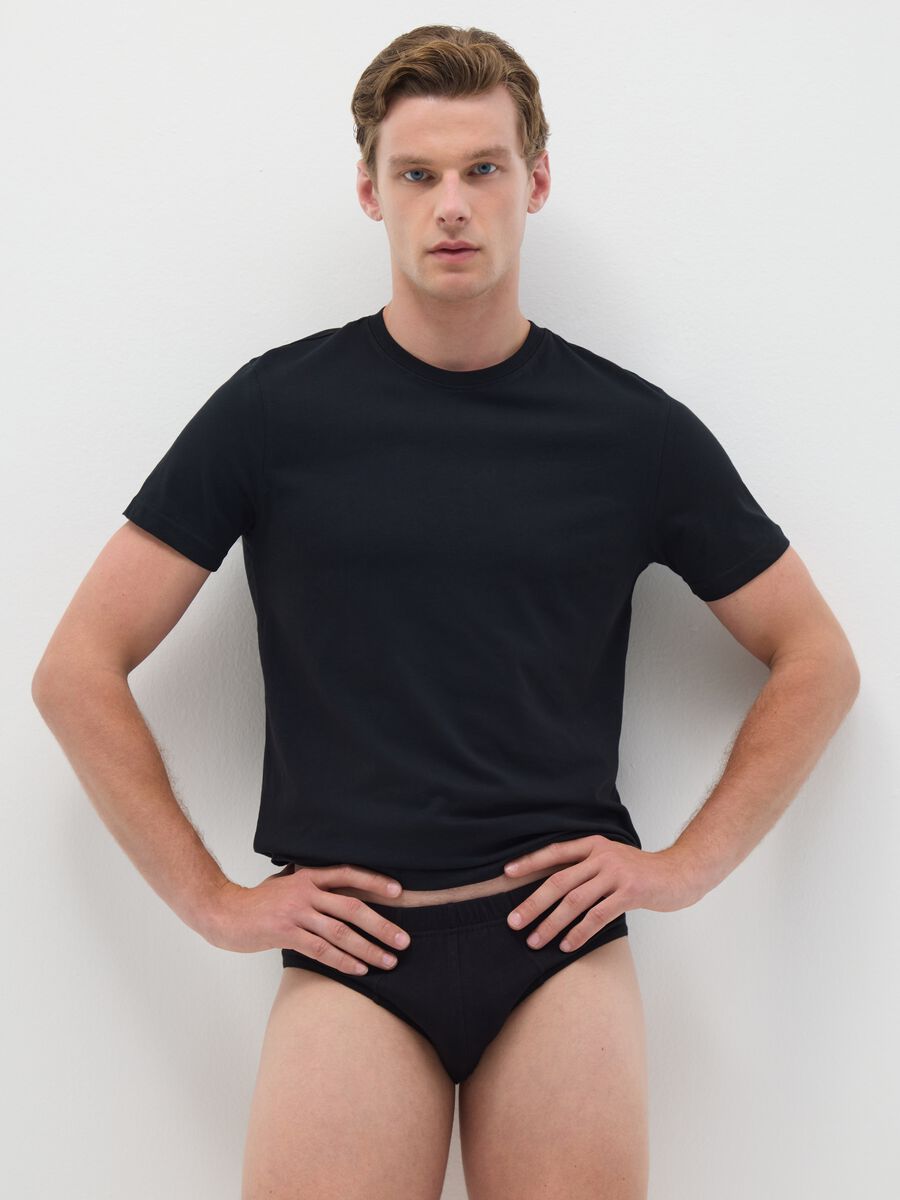 Set of black cotton regular fit tripack briefs_0