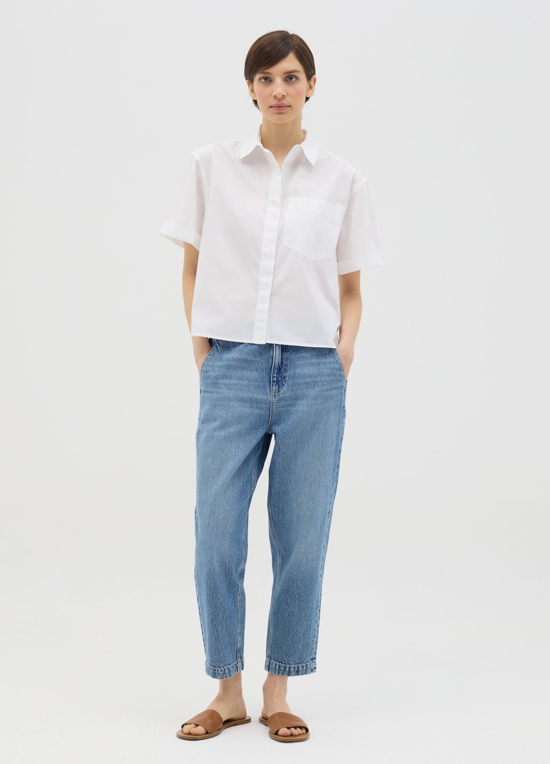 Jeans carrot fit blu in cotone