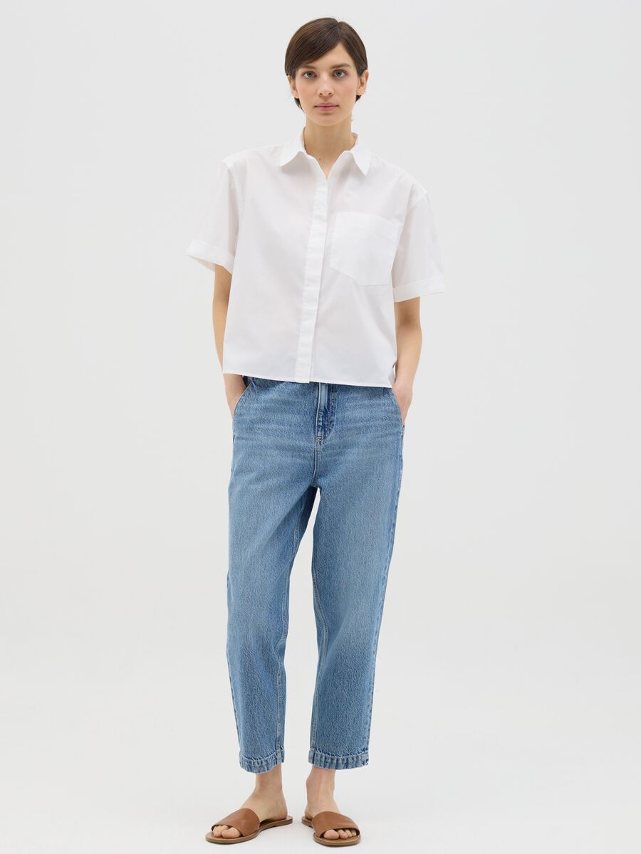 Blue carrot-fit jeans in cotton_0