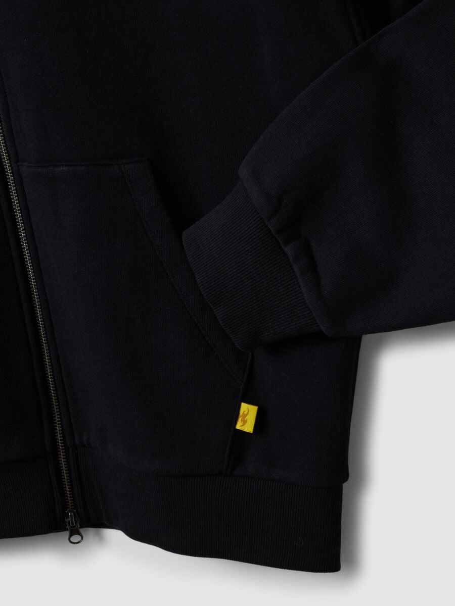Black cropped pure cotton hoodie with oversized fit_5