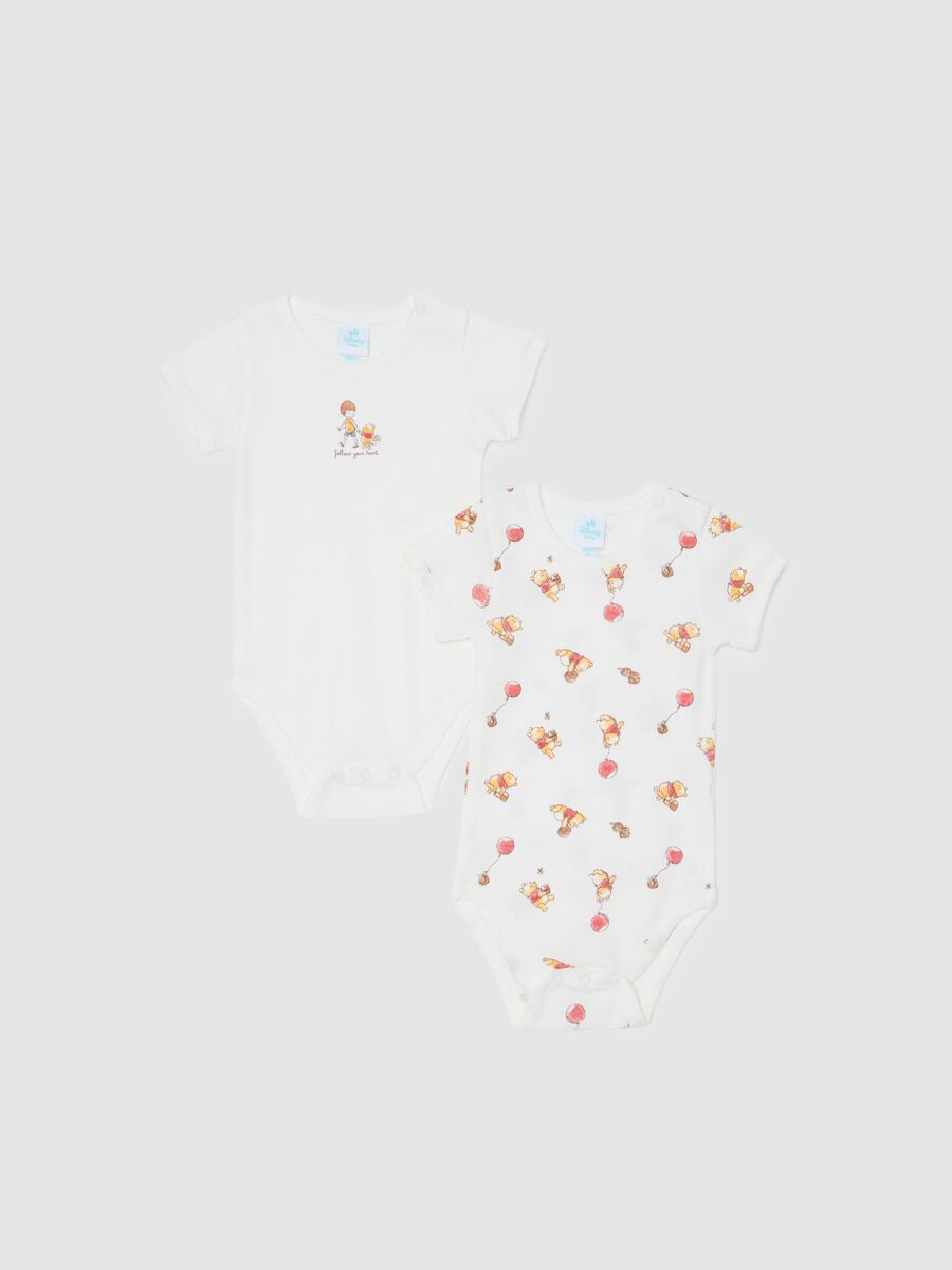 Set of two white newborn bodysuits in pure cotton_0