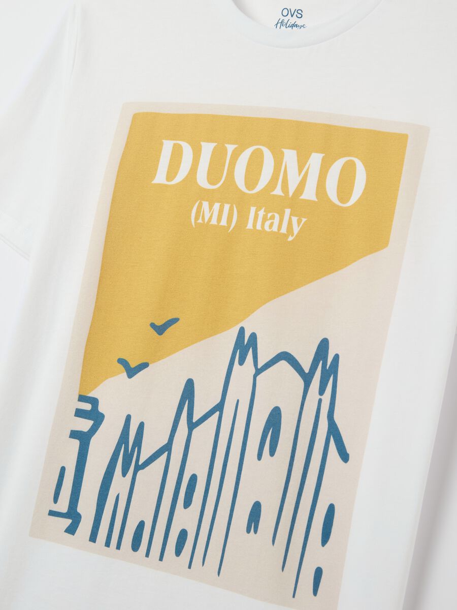 Cotton T-shirt with "Duomo (MI) Italy" print_5