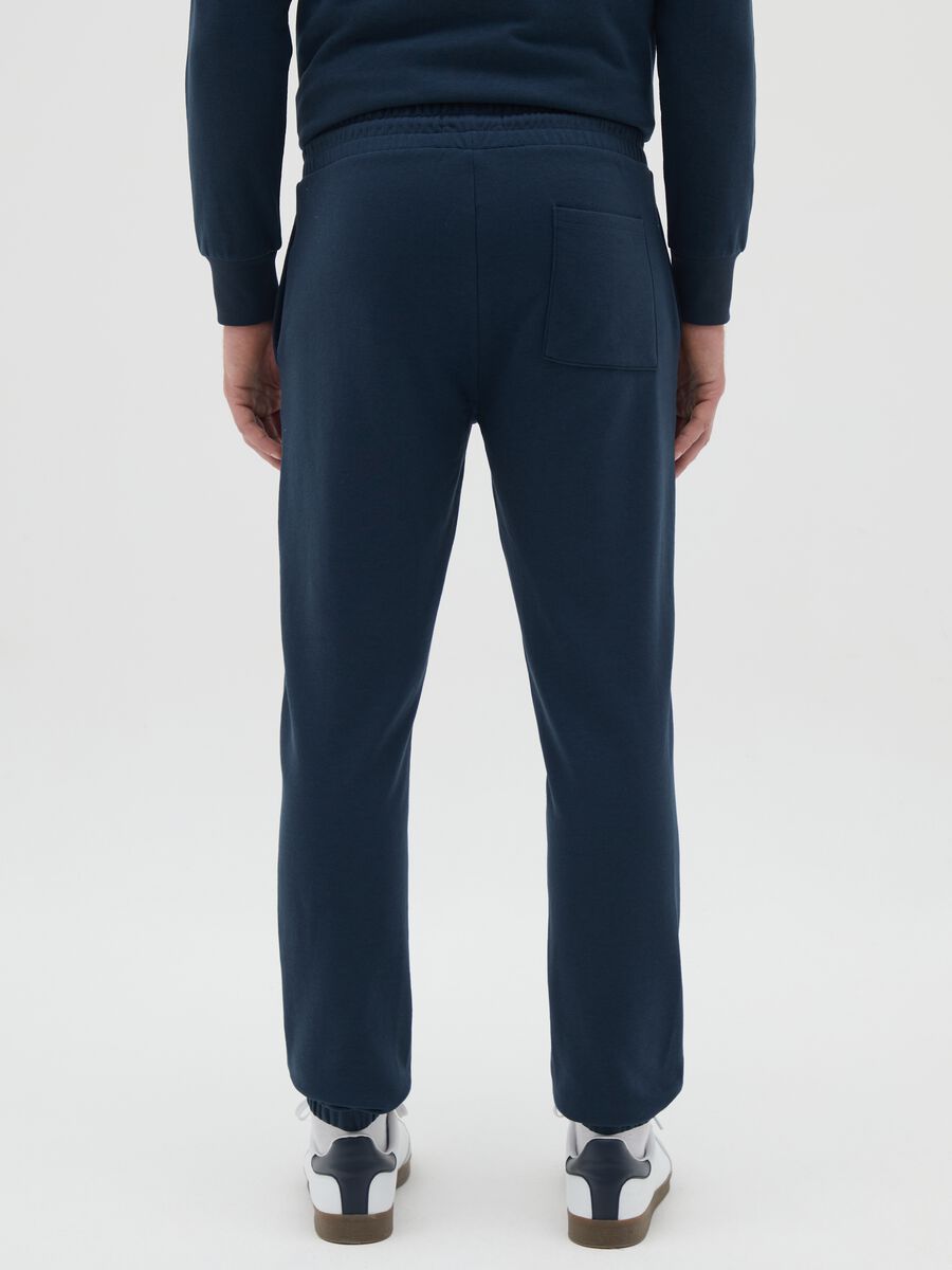 Men's blue cotton blend joggers, regular fit_3
