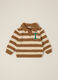 Striped Brown Sweater with Polo Collar_0