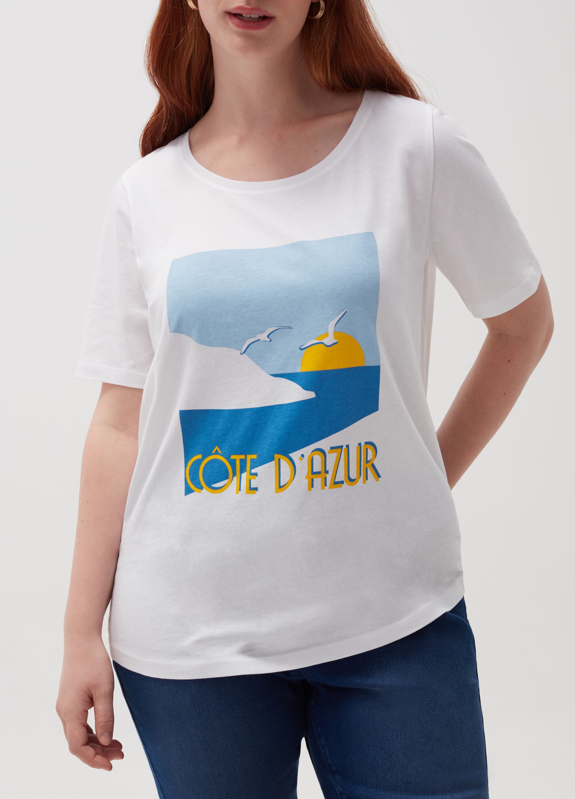 T-shirt in cotone con stampa Curvy MYA