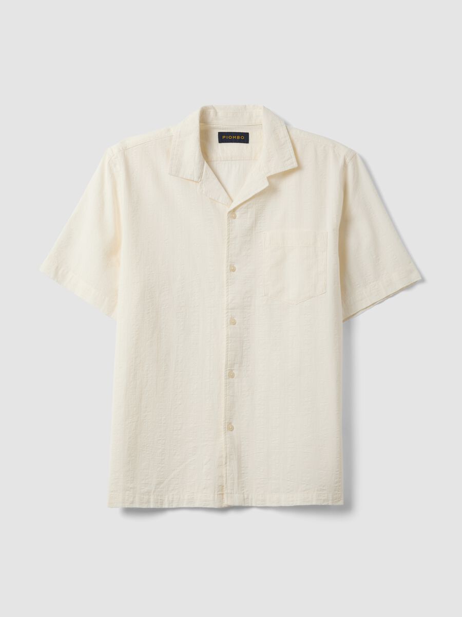 Camicia bianca in puro cotone organico con collo bowling regular fit_0