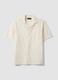White pure organic cotton bowling-collar shirt, regular fit_0