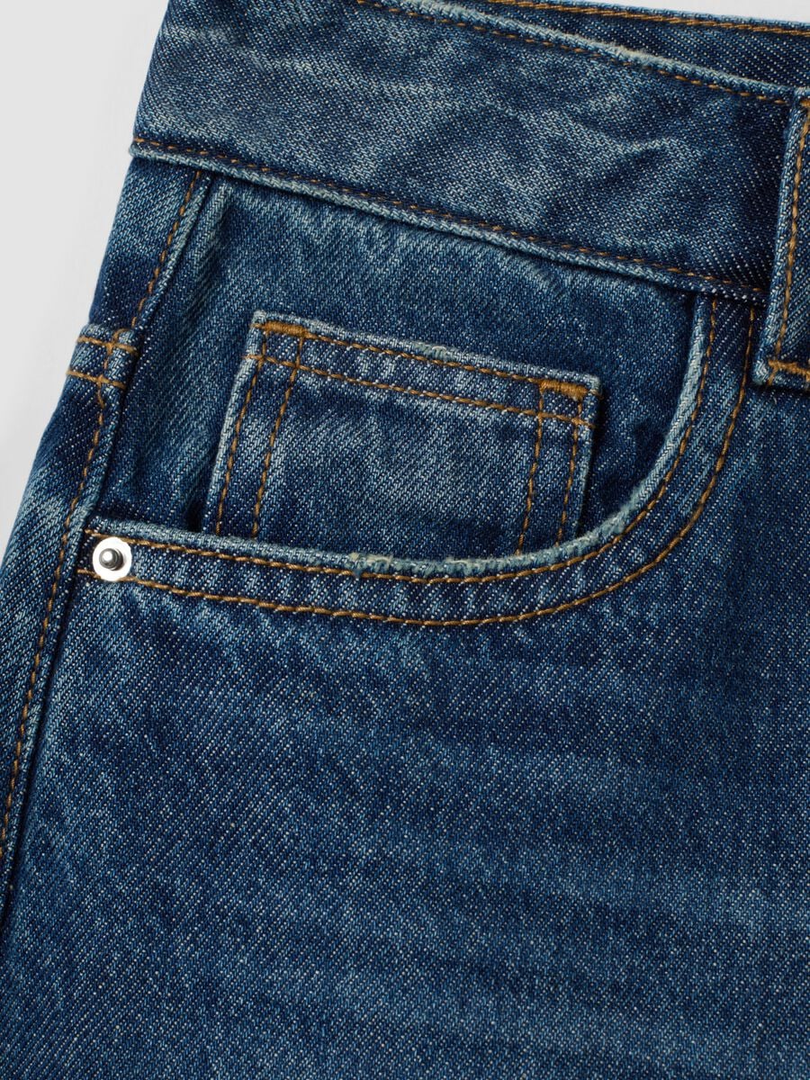 Blue pure cotton baggy denim shorts_6
