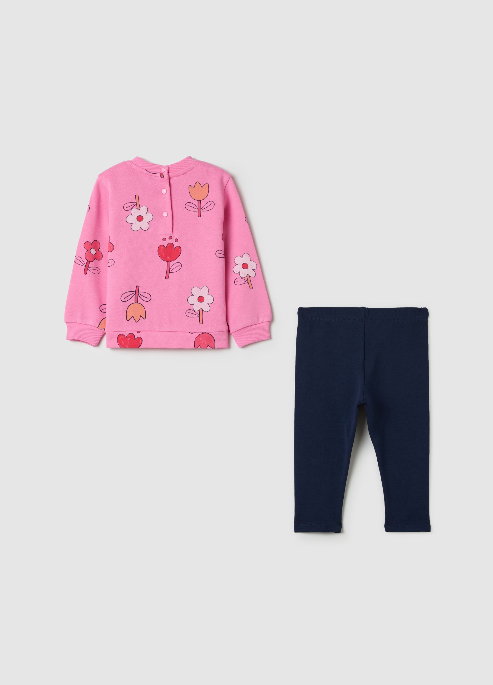 Jogging set in cotone con stampa fiori