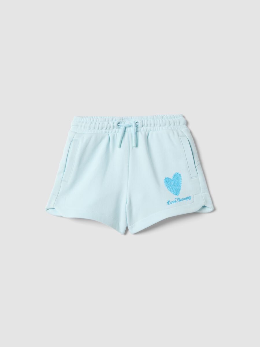 Girls' blue cotton-blend shorts regular fit with heart_0