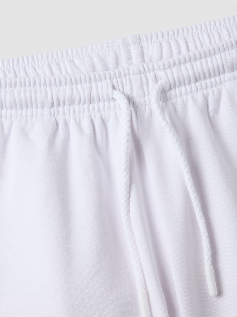 Shorts in misto cotone bianco regular fit con coulisse_5
