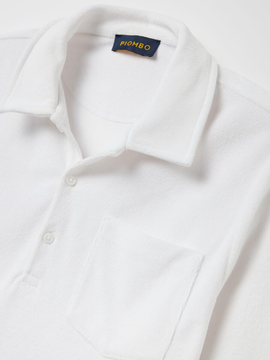 White short sleeve polo in mixed cotton_5