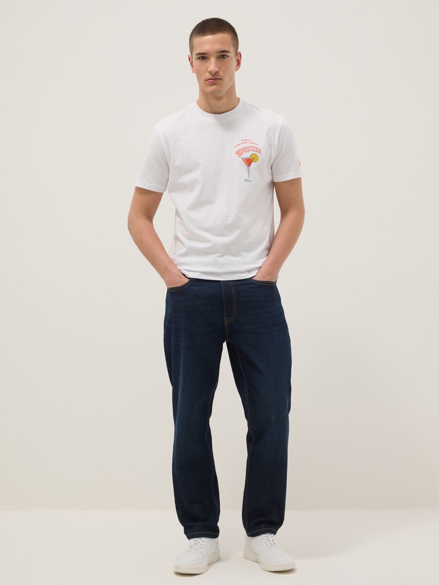 White pure cotton regular fit T-shirt with spritz prints_1