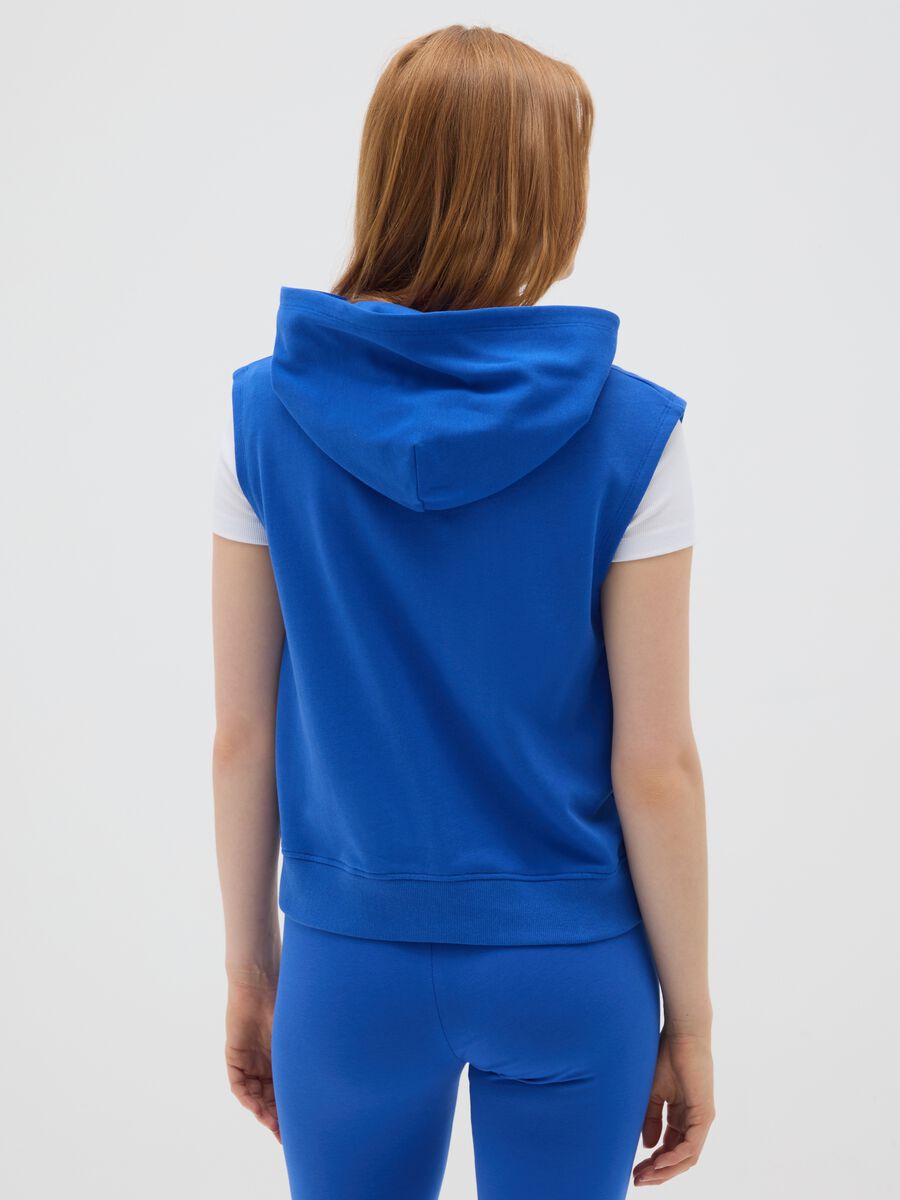 Women's sleeveless blue pure cotton sweatshirt, regular fit_2