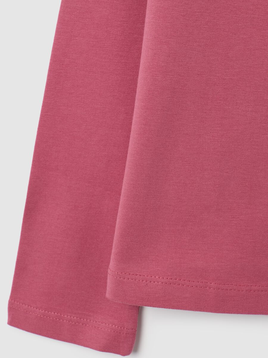 Girls' pink regular fit cotton blend top with print_3