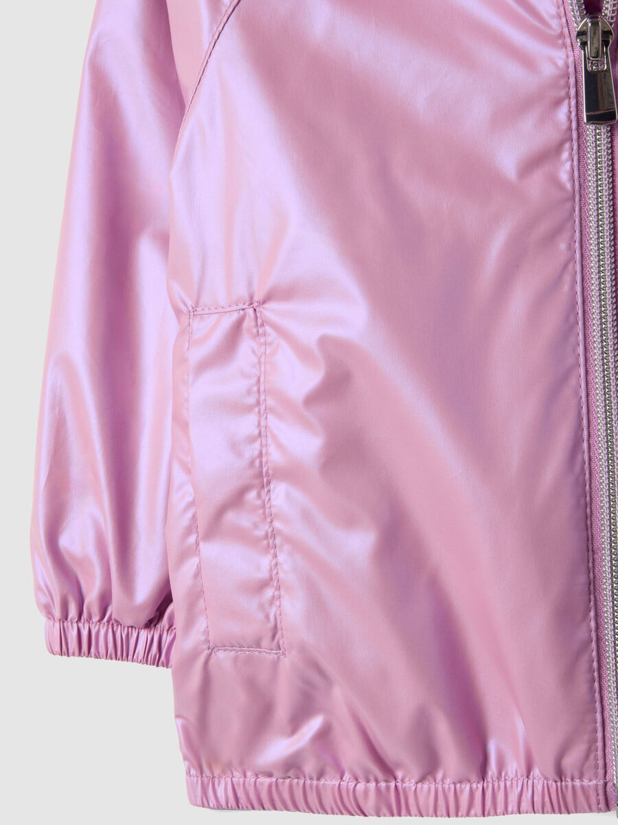 Pink waterproof girl's jacket regular fit with zip and hood_3