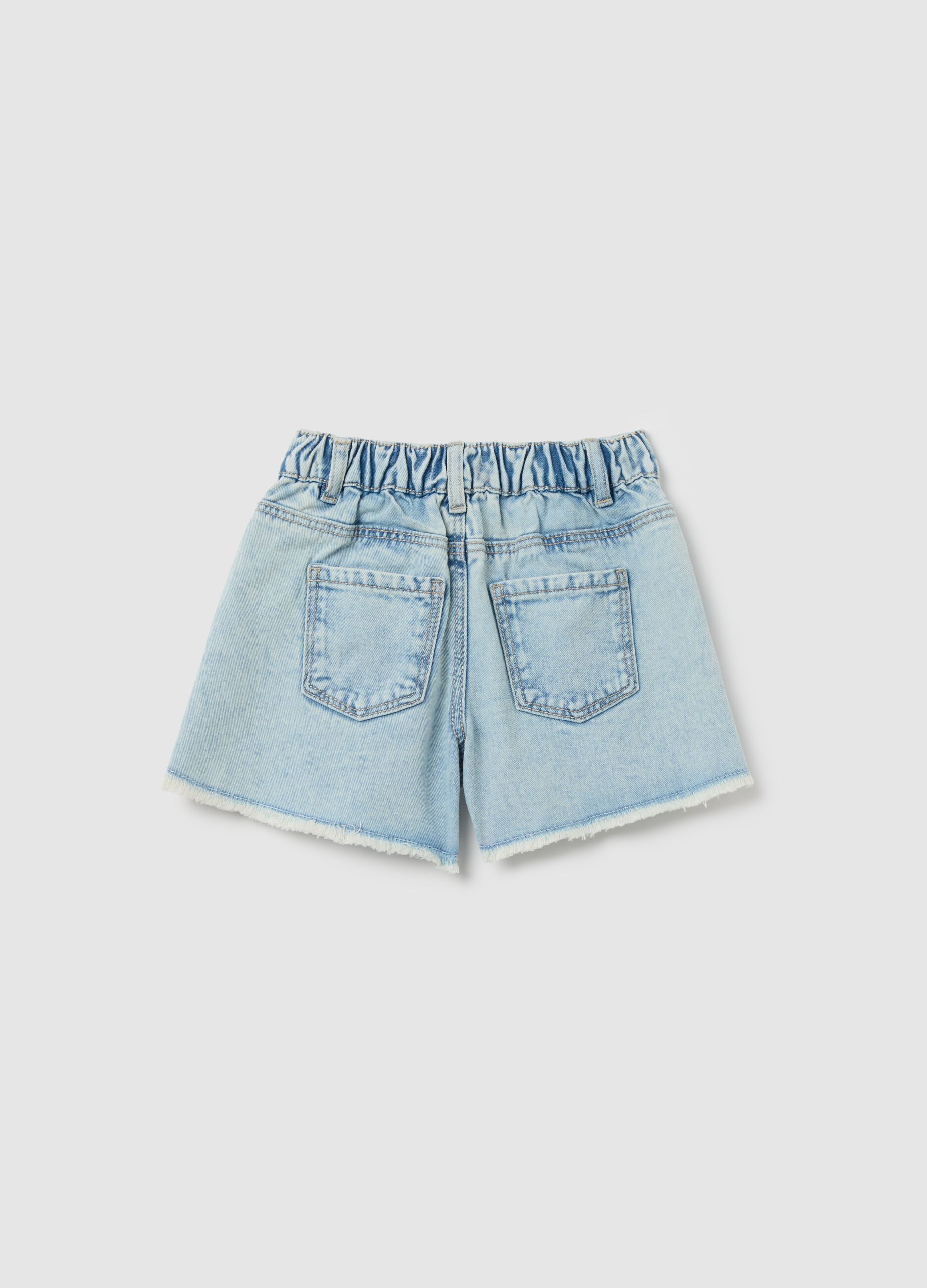 Shorts in denim con ricamo farfalle