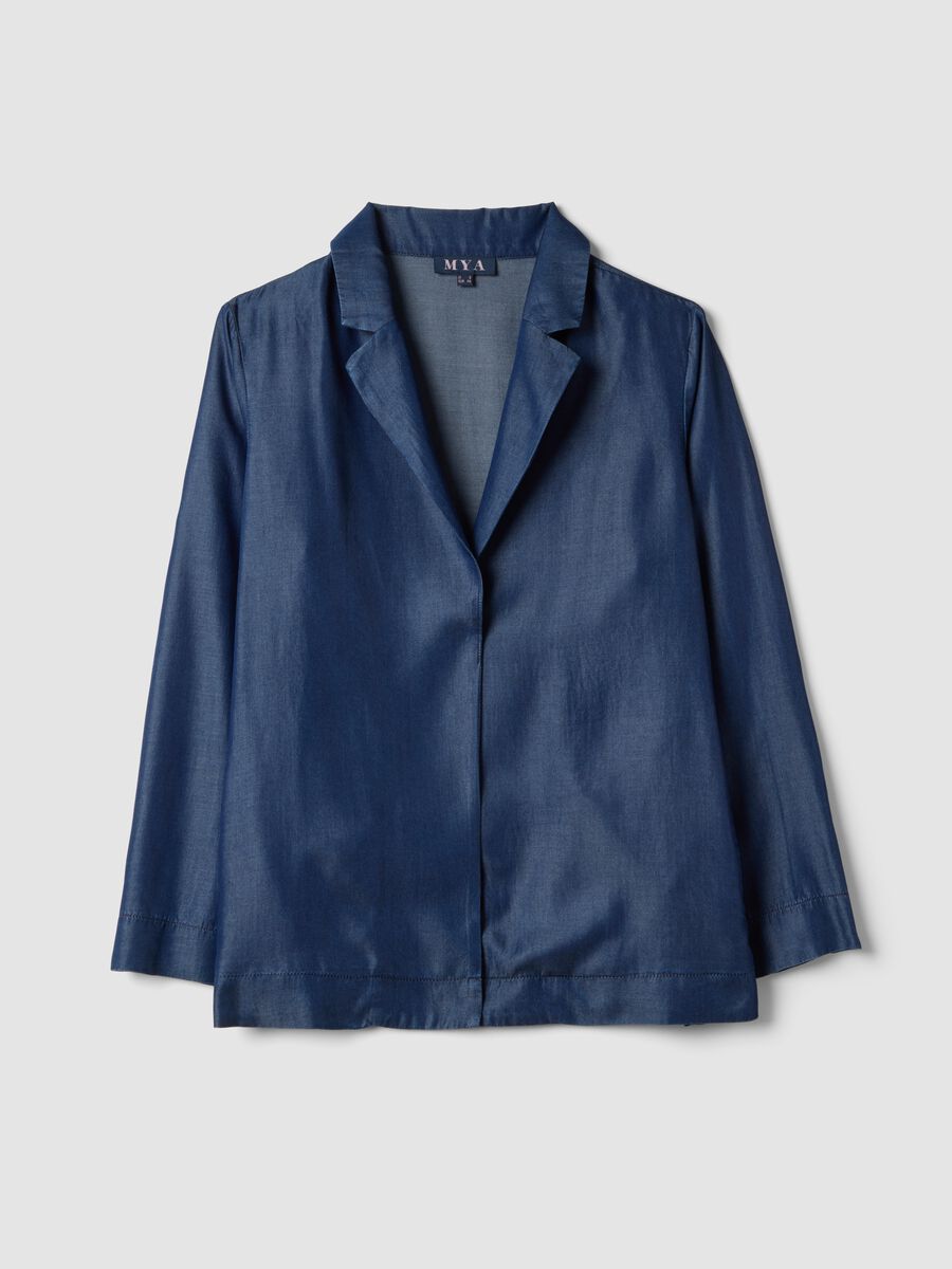 Blazer in puro lyocell blu regular fit_5