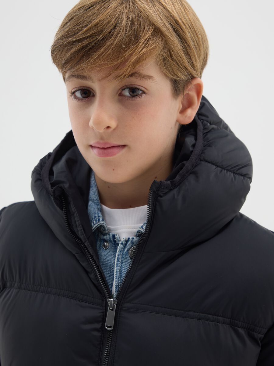 Black The Iconic Puffer Jacket for Boys with Hood_2