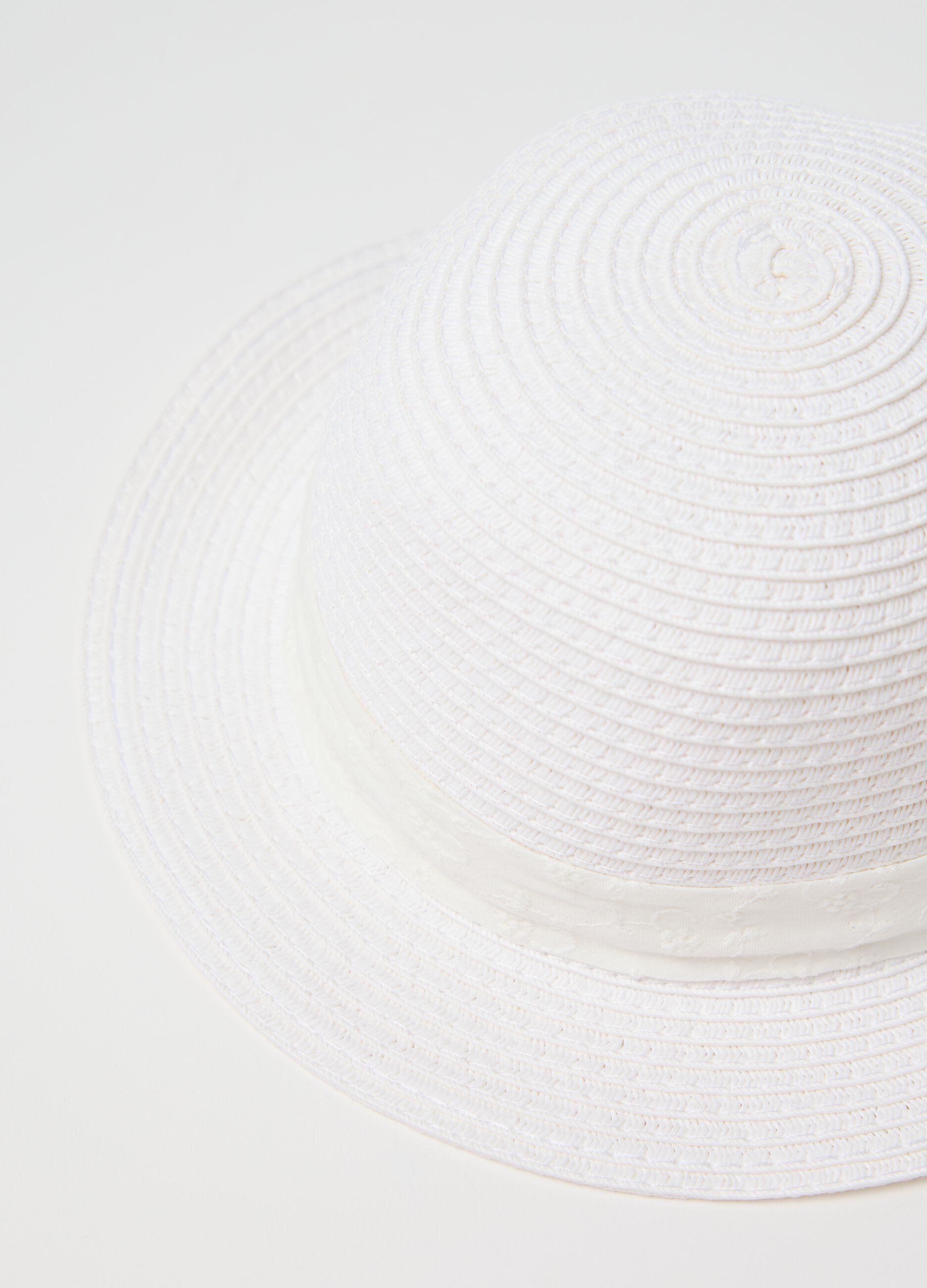 White cloche hat with bow