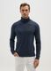 Blue Long Sleeve Cotton Turtleneck Shirt_0