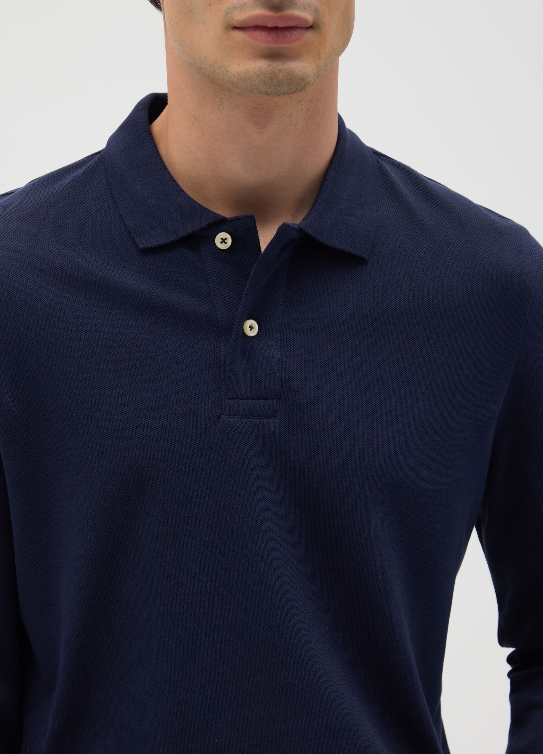 Polo in puro cotone blu regular fit