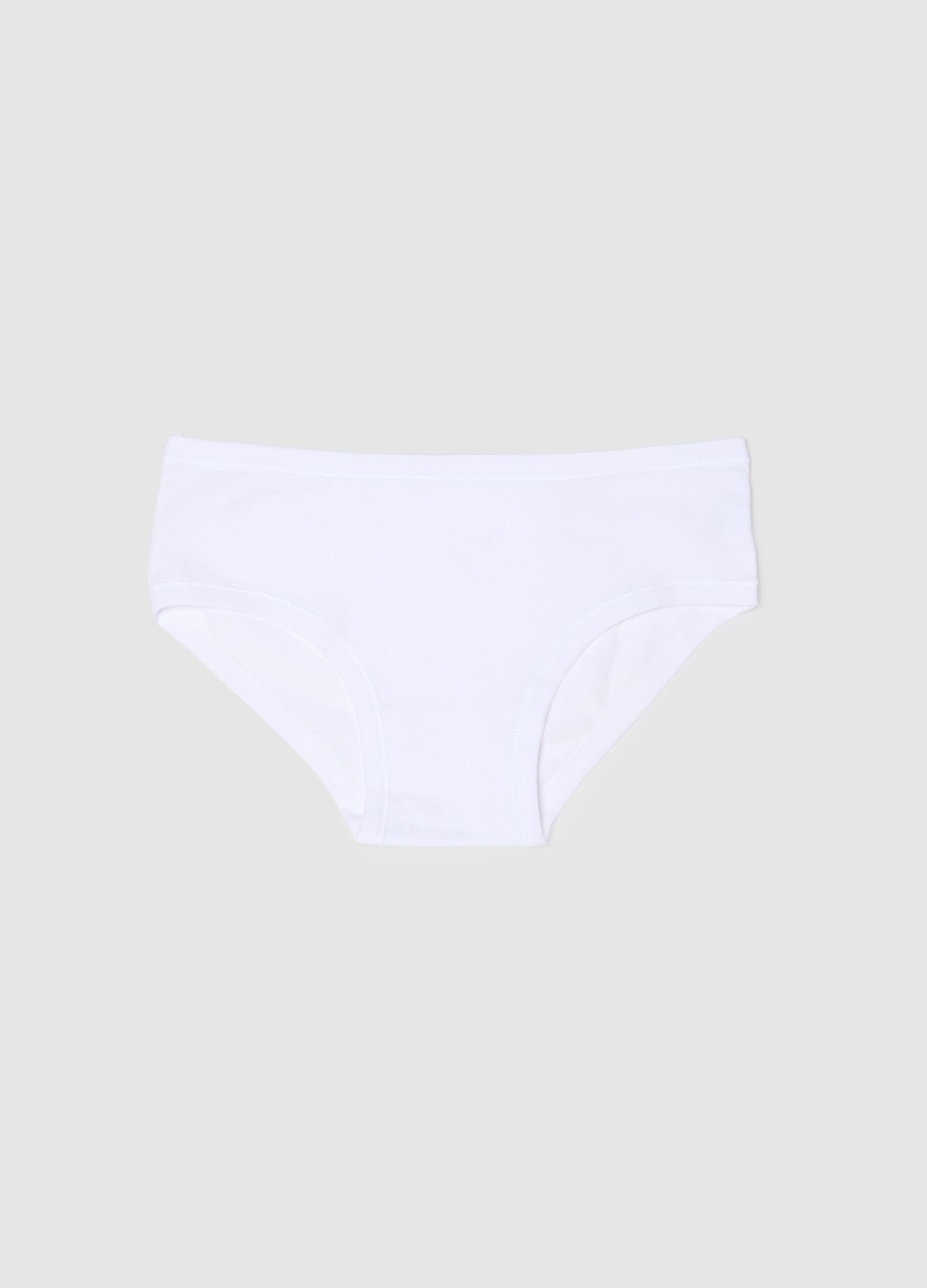Girls' White Stretch Cotton Briefs