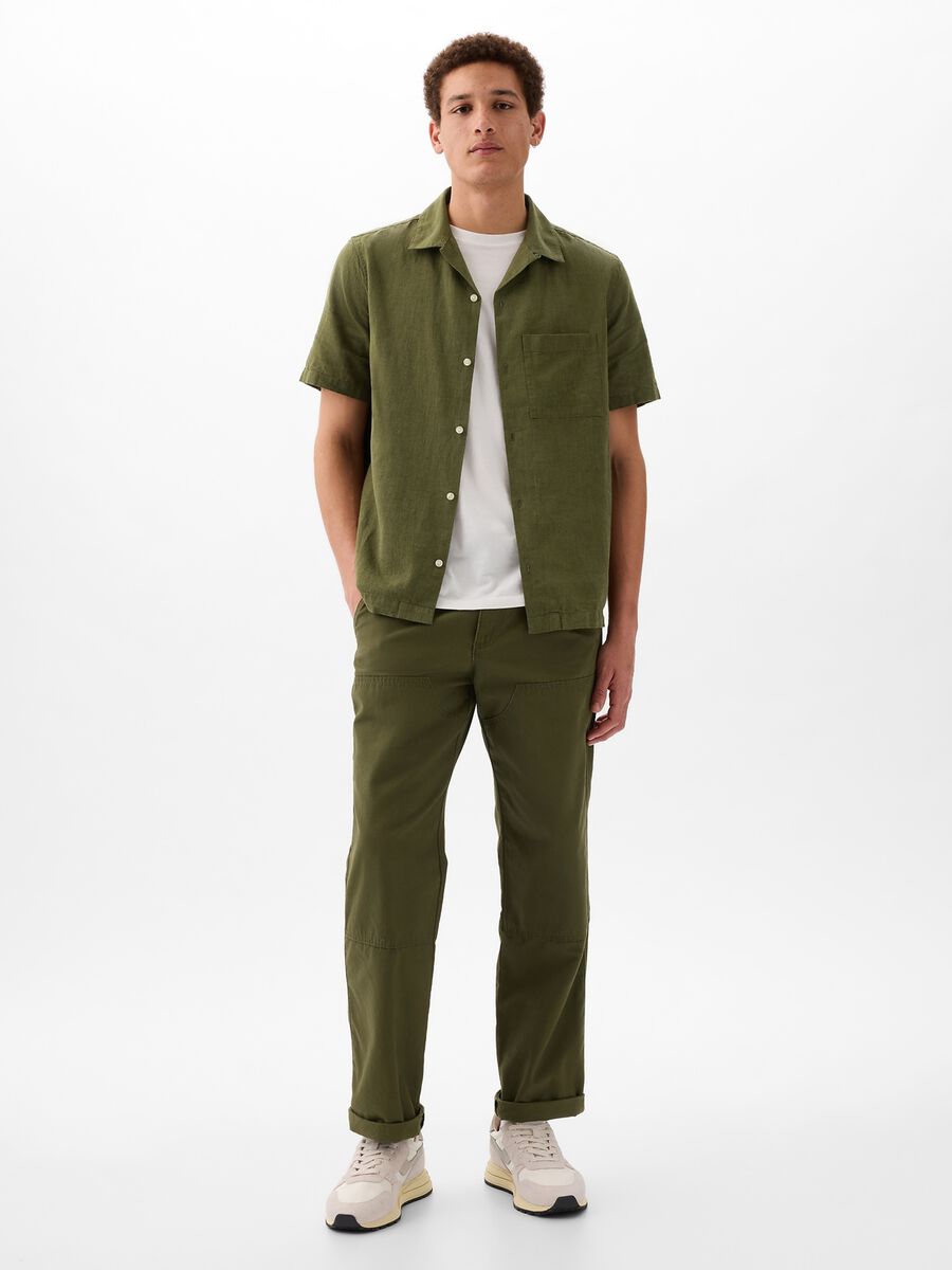 Linen and cotton short-sleeved shirt_1