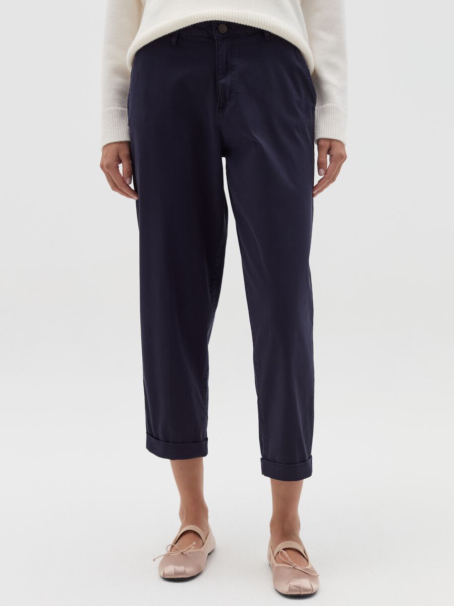 Chino trousers with turned-up hems_1