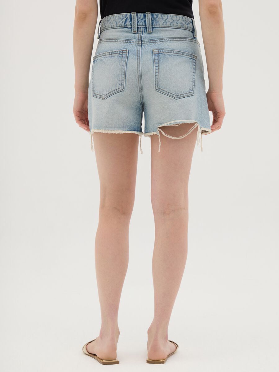 Women's pure cotton denim shorts regular fit_3
