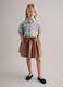 Brown pure cotton girls' skirt regular fit with bow_0