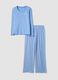 Sky blue pure cotton regular fit pyjamas with ruffles_4