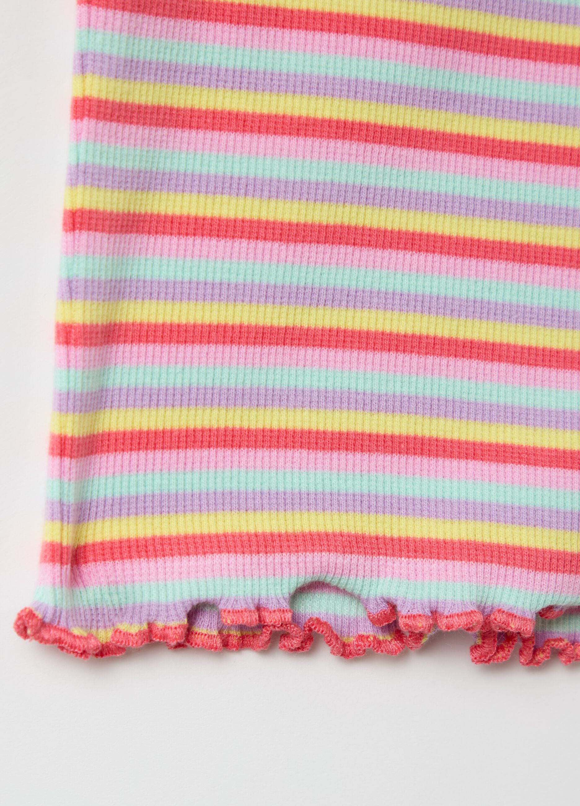 Ribbed T-shirt with striped pattern