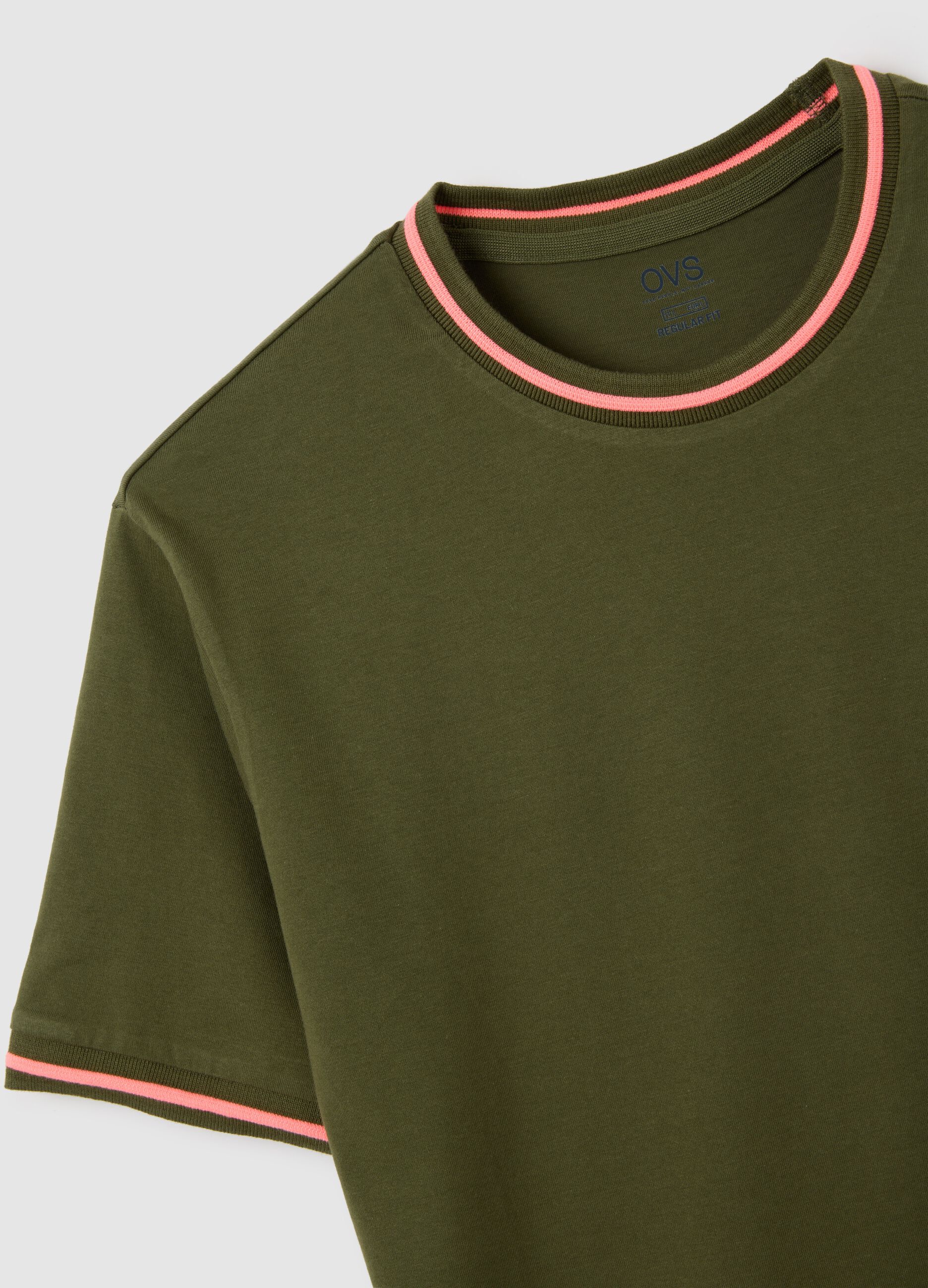 Men's green pure cotton regular fit T-shirt