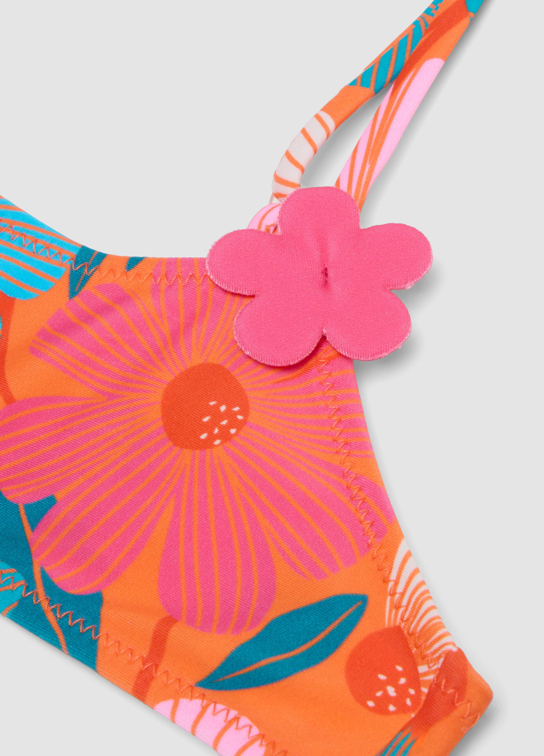 Girls&rsquo; multicolour floral print bikini