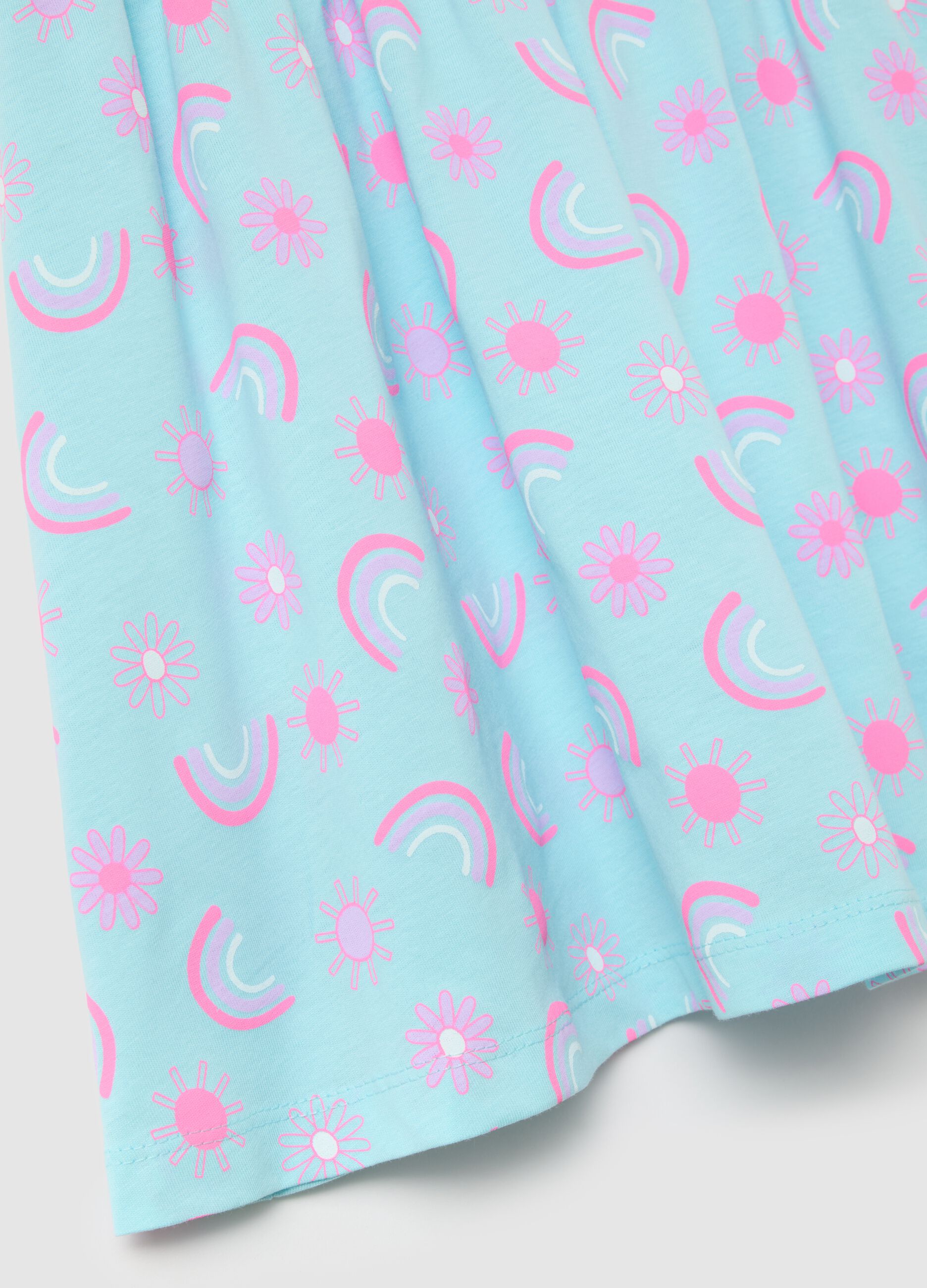 Multicoloured pure cotton dress for girls with pattern
