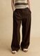 Brown wide leg linen blend trousers_1