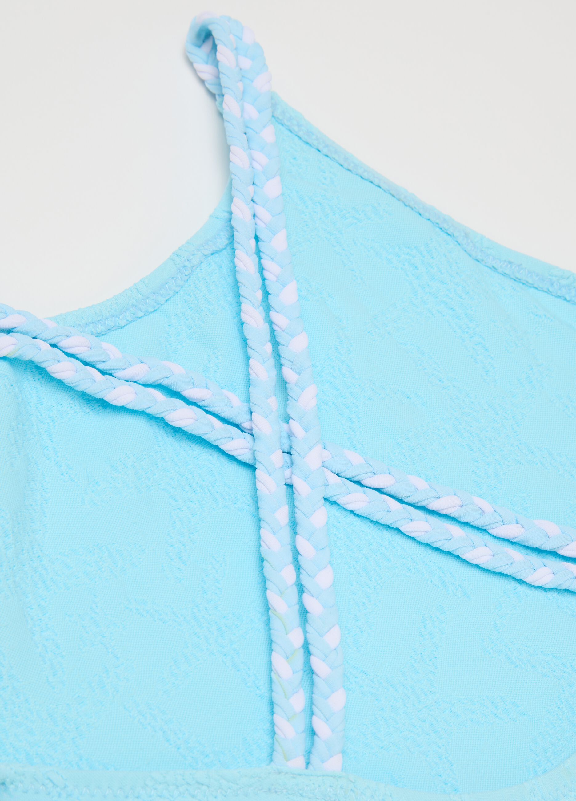 Girls' blue stretch-blend swimsuit