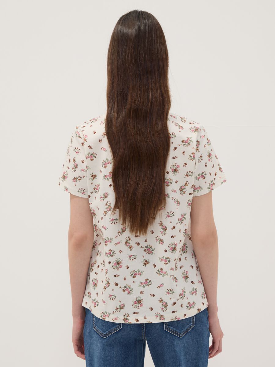 White floral stretch-cotton T-shirt, regular fit_3