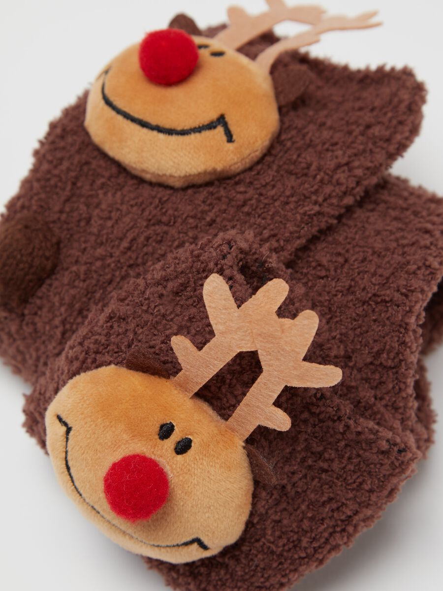 Chenille socks with Christmas appliqué detail_1