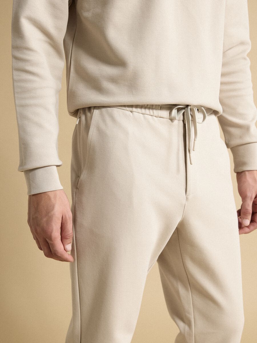 Pantaloni beige in cotone elasticizzato regular fit_2