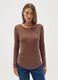 Brown Long Sleeve Stretch Maternity T-Shirt_1